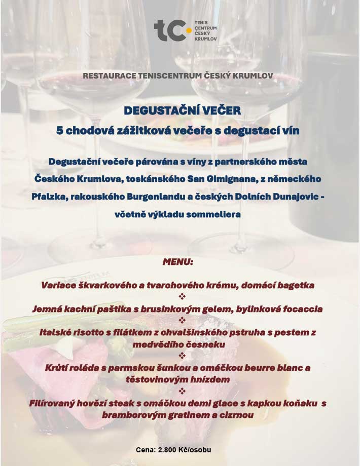 Párování pokrmů s víny - příklad menu